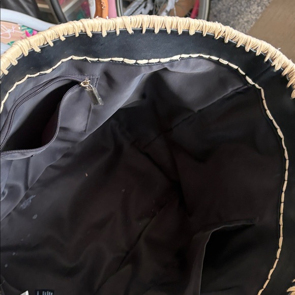 White House Black Market Lemon Pattern Tote with Brown Handles - Picture 4 of 4